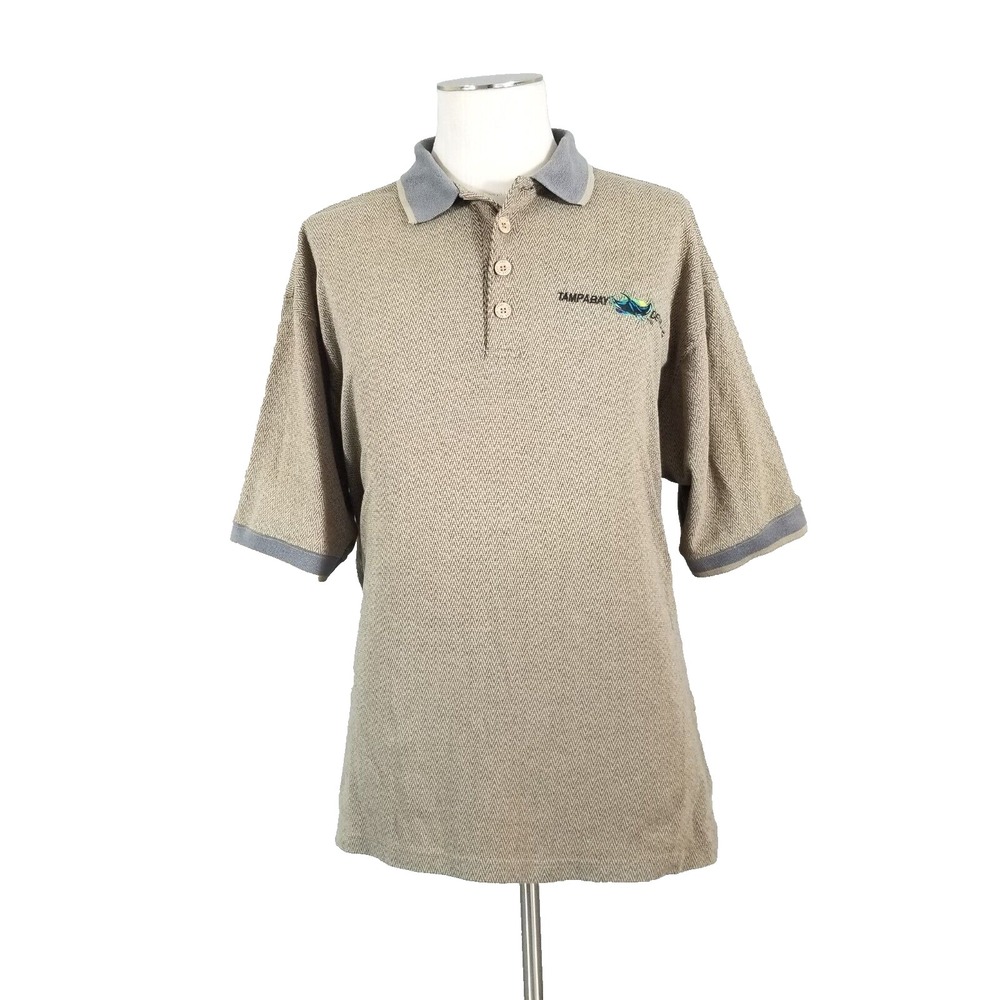 Mirage Polo Shirt Mens Large Brown Tampa Bay Devil Rays Vintage MLB Baseball